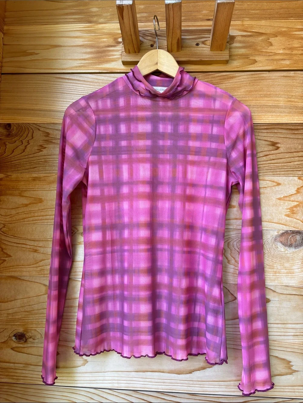 Pilcro Plaid Turtleneck Top